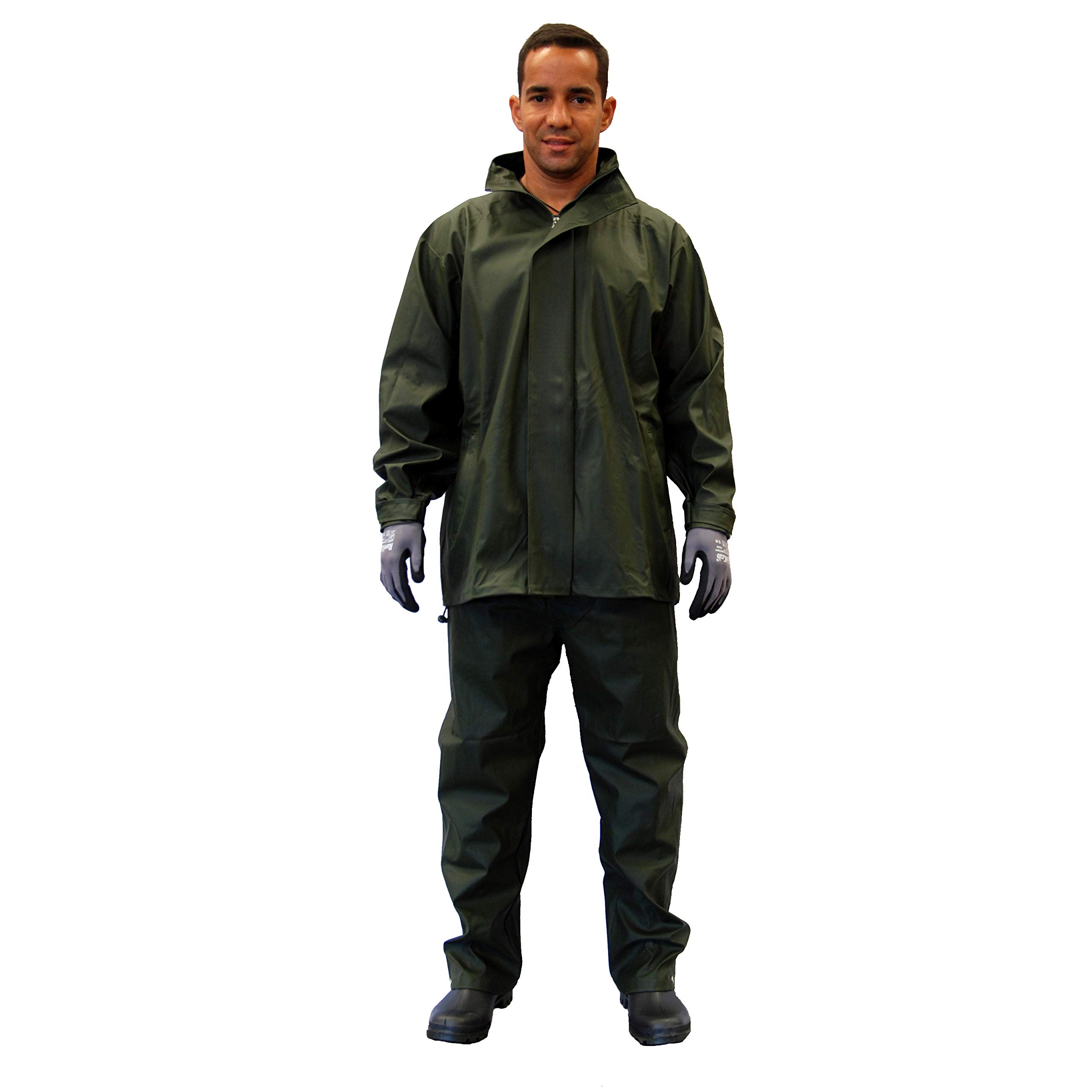 Gahibre Rain Jacket/Trousers Extra Heavy Duty Polyurethane, XL, green, 1