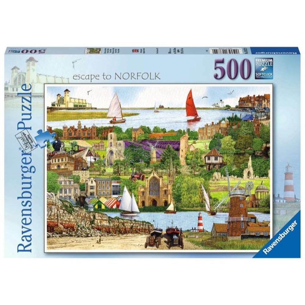 Ravensburger Escape to Norfolk 500 Piece Jigsaw Puzzles for Adults & Kids Age 10 Years Up, Multi-coloured, 16872