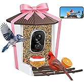 wansview Bird Feeder with Camera-Smart Bird Feeders for Outdoors Solar Powered, Birdhouse with Cam & Instant Alert, 2K Live Video, AI Identify Species, Ideal Gift for Tech Lovers, F1, Brown, 2.4G WiFi