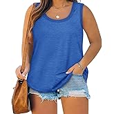 Yousify Womens Plus Size Tank Tops Summer Sleeveless Square Neck T-Shirts Trendy Loose Fit Top Casual Tunics Shirts