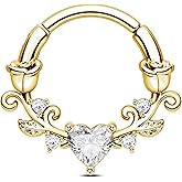 CM Crareesi Mania Rose Septum Rings 16G Septum Piercing Jewelry 316L Stainless Steel Daith Piercing Jewelry Heart Daith Earrings for Women