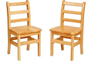 ECR4Kids Three Rung Ladderback Chair, 14in Seat Height, Classroom Seating, Honey, 2-Pack