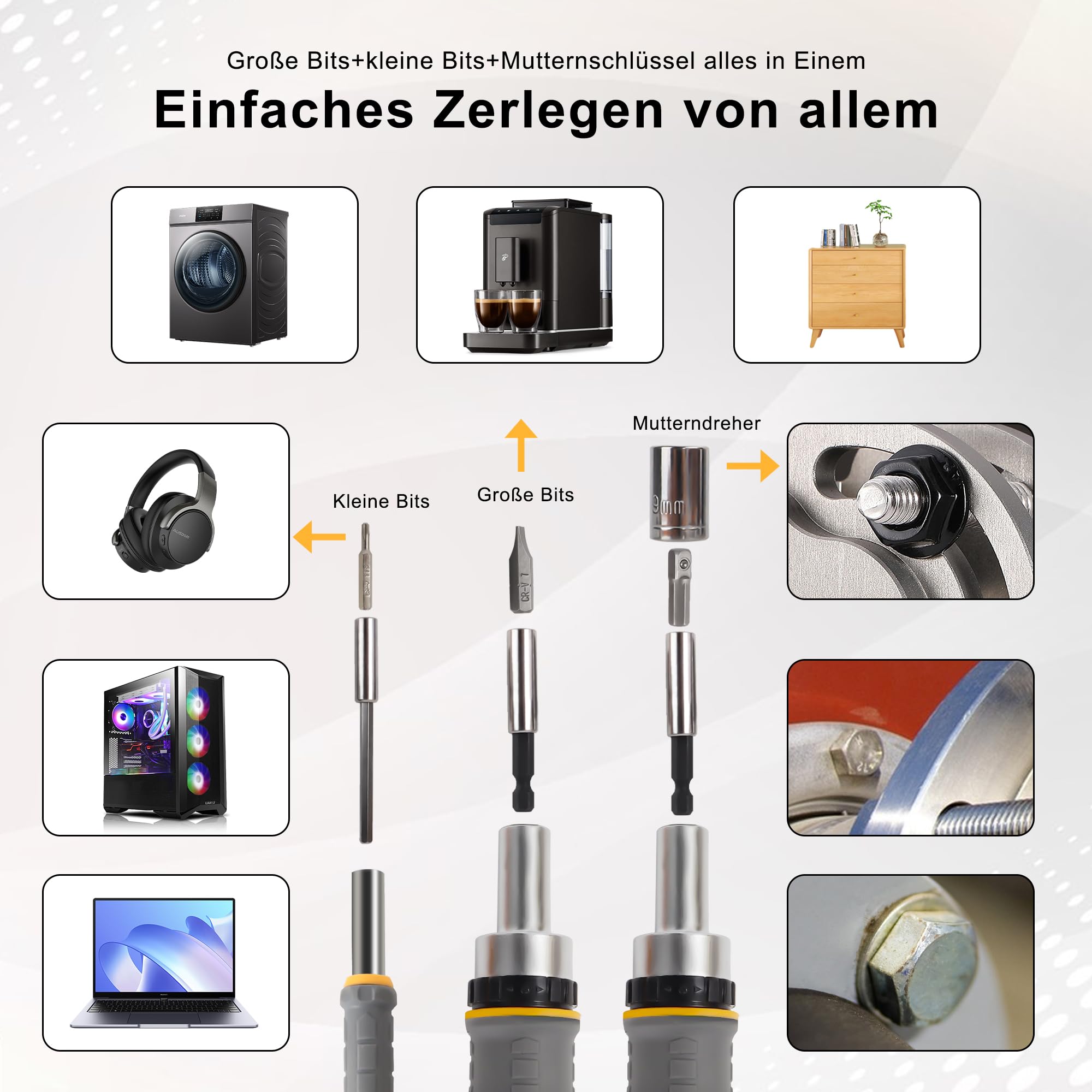 MULWARK Schraubendreher-Bit-Satz & Steckschlüssel-Satz, 77-teiliger Ratschen-Schraubendreher-Satz mit Koffer, 77 in 1 Multi-Bit-Schraubendreher für Heimwerker, Elektronik, Auto-Notfall und Garage 6