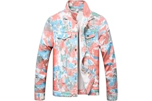 LZLER Men's Denim Jackets Distressed Destroyed Classic Vintage Slim Fit Ripped 2024 Fashion Trendy Trucker Jean Jackets