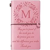Filten Thank You Gifts Monogrammed Initial Leather Journal Notebook Make a Difference Inspirational Gifts Appreciation Gifts Employee Boss Pastor Volunteer Nurse Doctors Teacher Coworkers for Women