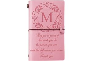 Filten Thank You Gifts Monogrammed Initial Leather Journal Notebook Make a Difference Inspirational Gifts Appreciation Gifts Employee Boss Pastor Volunteer Nurse Doctors Teacher Coworkers for Women