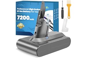 Replacement for Dyson V7 Battery, 7200mAh Upgraded High Capacity Battery for Dyson SV11 V7 Motorhead/Animal/Mattress/Extra/Tr