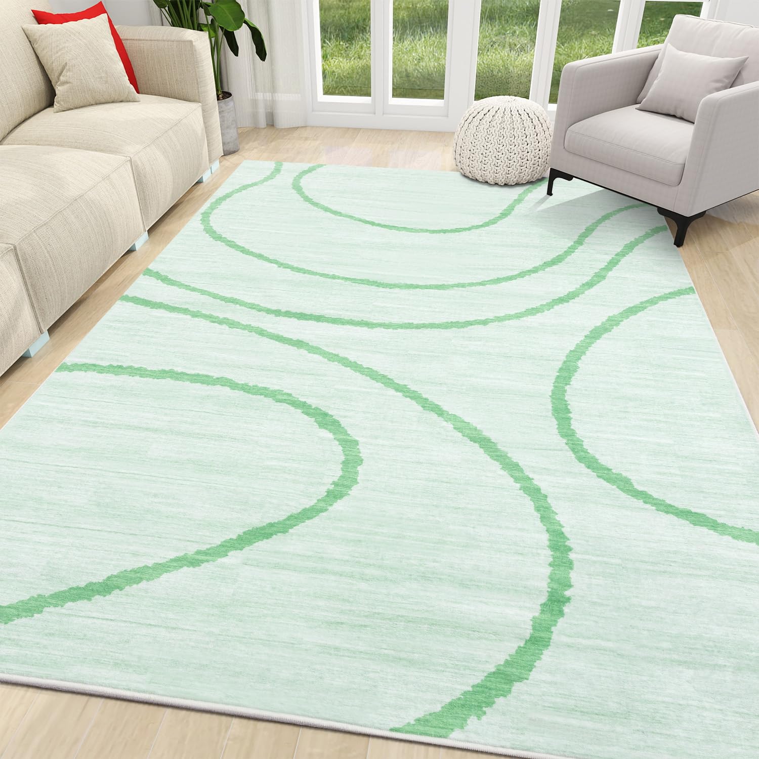 Photo 1 of YIHOUSE Sage Green Area Rug 8x10,Colorful Area Rug,Modern Abstract Washable Rug,Stain Resistant,Green Rug for Living Room,Kitchen,Dining Room,Nursery,Teal Area Rugs