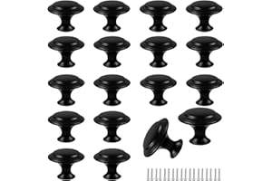 Baoswi 18 Pack Furniture Knobs, Black Cabinet Knobs, 30mm Drawer Knob, Single Hole Handle with Screws for Cabinet, Stainless 