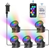 NATPOW Pond Lights Mains Powered RGB Underwater Spotlight Set of 5