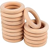 30 Pcs Wooden Rings, Macrame Wooden Rings, Natural Unfinished Solid Wood Rings for DIY Craft Pendant Connectors Jewelry Makin