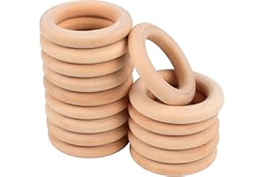 30 Pcs Wooden Rings, Macrame Wooden Rings, Natural Unfinished Solid Wood Rings for DIY Craft Pendant Connectors Jewelry Makin