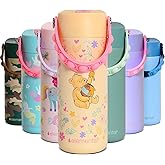Elemental Insulated Kids Water Bottle, Stainless Steel Water Bottle with Straw Lid & Pop-It Handle, Leak-Proof Water Bottles for School, Boys or Girls, Travelling and Sports, 18oz - Classic Pooh