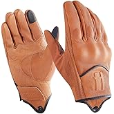 Harssidanzar Leather Motorcycle Gloves for Men Touchscreen GM028