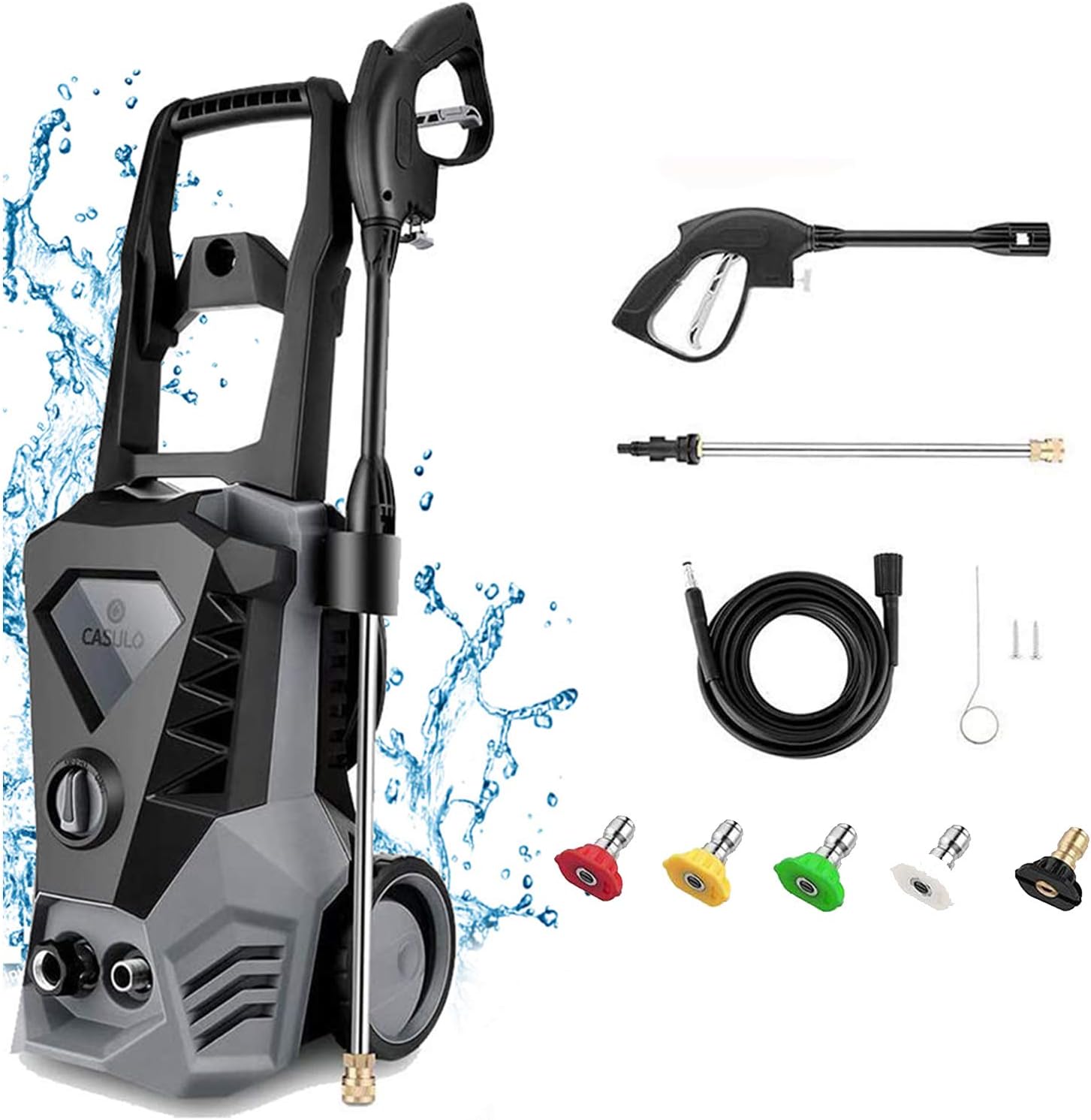 Electric Pressure Washer 3500 PSI Max 2.6GPM 1800W High Power Washer with 5 Nozzles Adjustable, 32ft Cable, Detergent Tank, Spray Gun, Pressure Washer Gray for Car/Garden/Home/Driveways [US Stock] : Garden & Outdoor