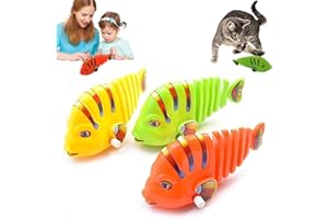 REDNOW 3 PCS Plastic Wind-Up Wiggle Fish Toys, New Clockwork Swinging Cartoon Toy Fish, 360° Rotating Wind-Up Wiggle Fish Toys, Plastic Parent-Child Interactive Toys Gifts for Halloween Christmas