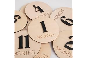 OENIZI Baby Monthly Milestone, Wooden Baby Milestone Signs, Monthly Milestone Wood Discs, Baby Milestone Discs (3D Black)