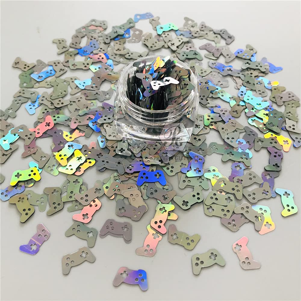 10 Grams/Pack - Sliver Gamepad Shape Holographic Glitter Sequins for Resin DIY Making Art Craft Nail Makeup Decoration Accessories LB100