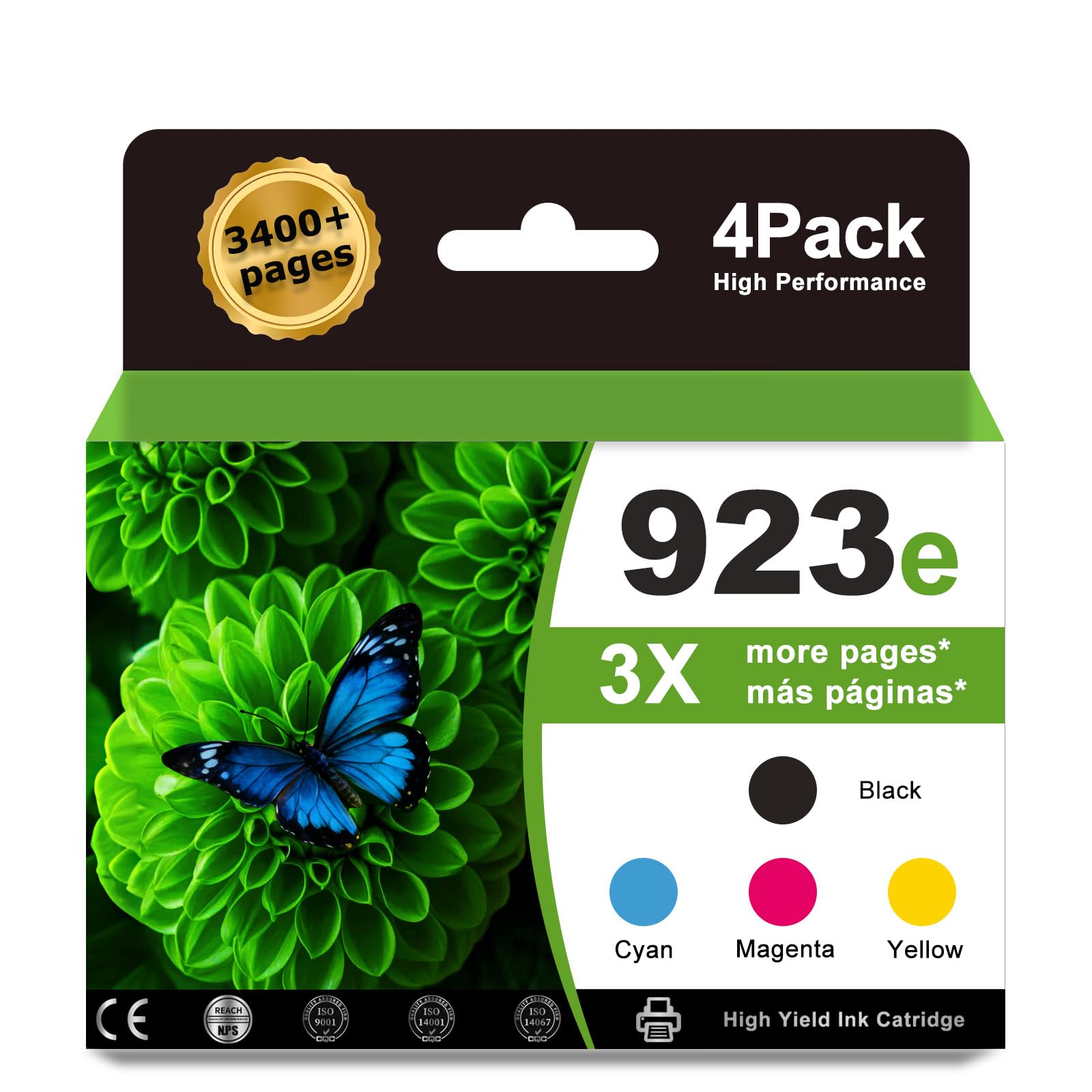 Photo 1 of EmiGSupply 923e 923XL Ink Cartridges Combo Compatible for HP 923 Ink Cartridges Work with HP Printer OfficeJet Pro 8135e 8120 8124e 8125e 8130e 8132e 8139e 8138e 8122 8134 Printer Black C/M/Y(4 Pack)