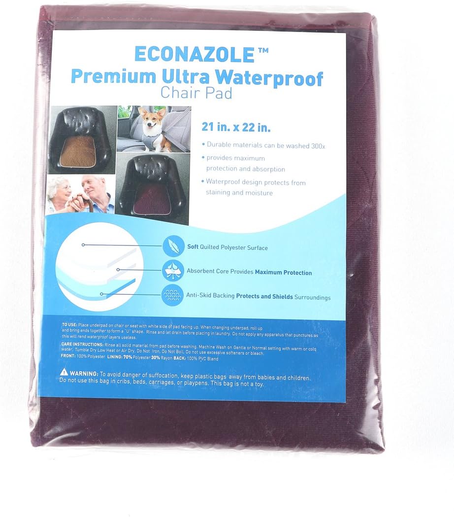 ECONAZOLE Ultra Soft Chair Pads 21x22 Inch, Washable and Reusable Incontinence Underpads Seat Protector Pad for Adult, Child, or Pets : Baby