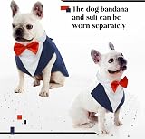 PUMYPOREITY Dog Tuxedo and Bandana Set Blue Size S view 3