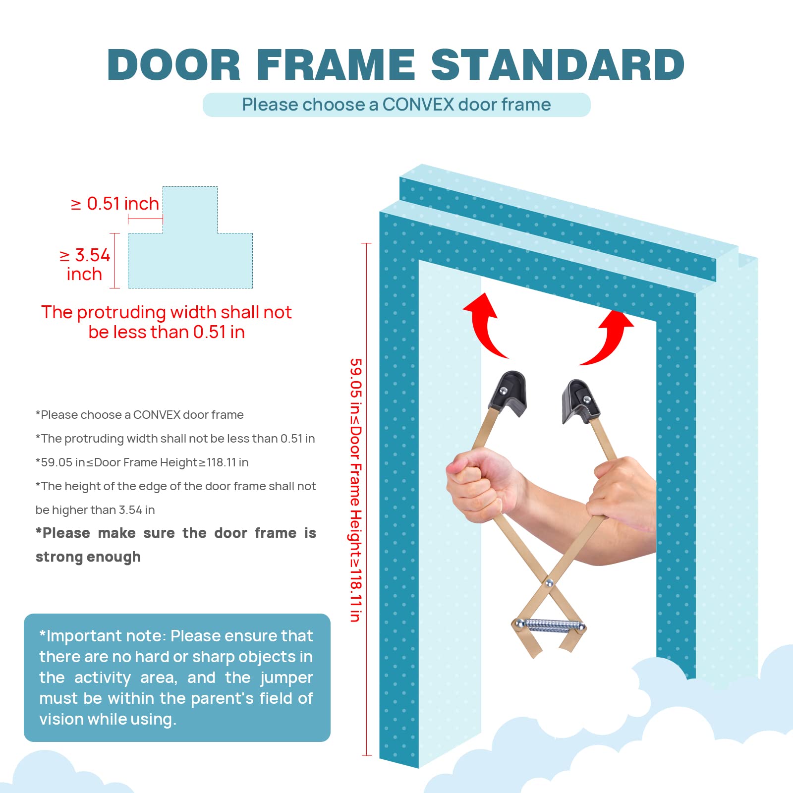 Doorway Jumper for Baby, Baby Jumper with Adjustable Strap, Baby Door Jumper for Indoor/Outdoor Play, Easy to Assemble & Store (Ideal Gift for 6-24 Months)