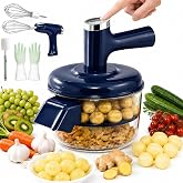 Electric Potato Peeler Machine, Electric Peeler Fruits And Vegetables，Blue | One-Touch Electric Peeler, Automatic Peeler Machine with Egg Beater, Five-Blade No Jamming, for Grape, Little Potato, Garlic