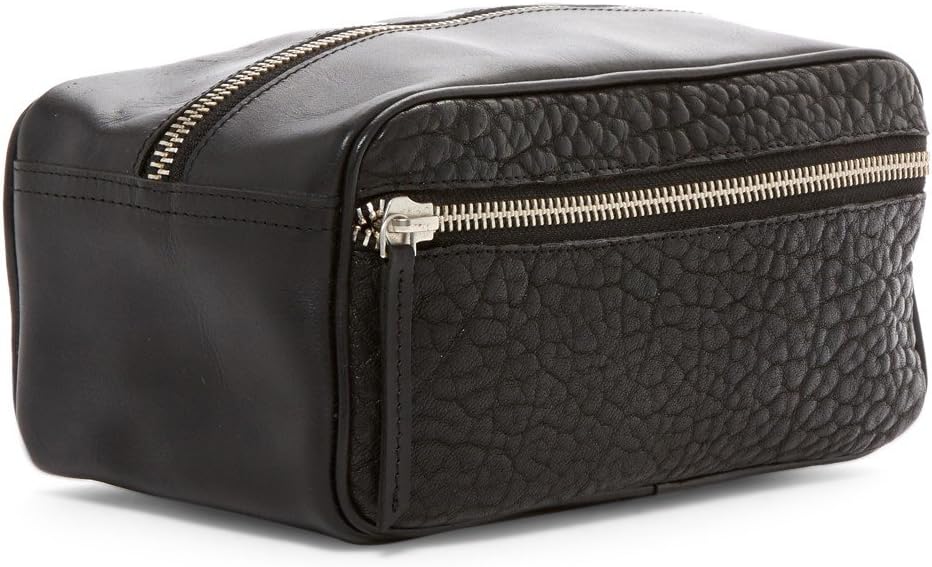 Still Nordic Leather Wallstreet Top Zip Toiletry Shave Kit Black