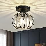 Hudi Fyier Chandelier Crystals Semi Flush Mount Ceiling Light Black 19cm view 1