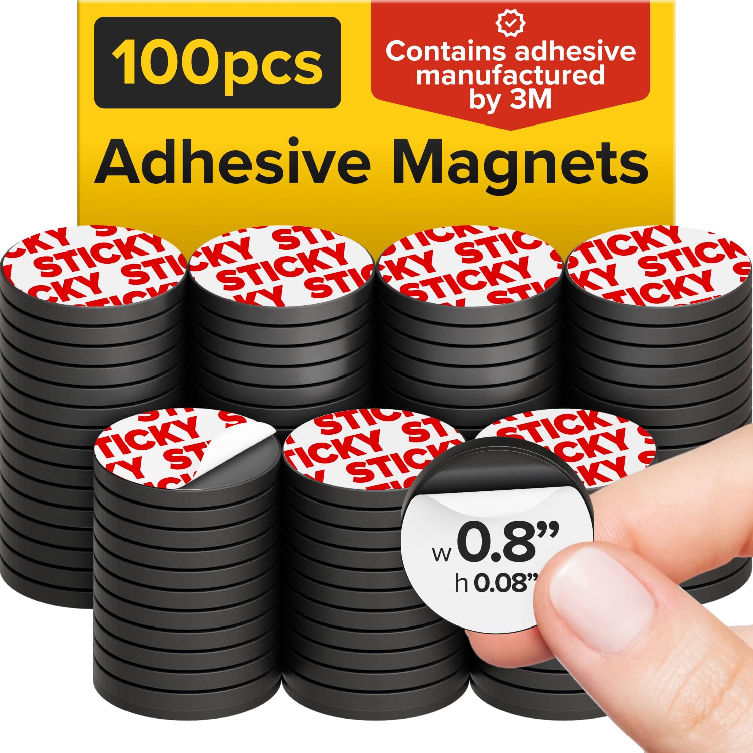 Round Flexible Magnets with Adhesive Backing - (100pcs 0.8"x0.08"/2x0.2cm) Magnetic Dots for Whiteboard, Fridge - Stickers for Planning and Organization - Teacher Must Have - Classroom Supplies