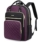 LOVEVOOK Laptop Backpack Purse for Women, 17" Laptop Bag with USB Port, Water Resistant Lightweight Daypacks for College Travel Work Business, Nurse Teacher Computer Bags, Purple Black