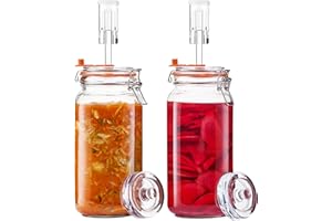 Glolaurge 2 Liters Fermentation Jar, 64oz Glass Fermenting Jar with Airlocks and Weights for Making Sauerkraut, Kimchi, Pickl