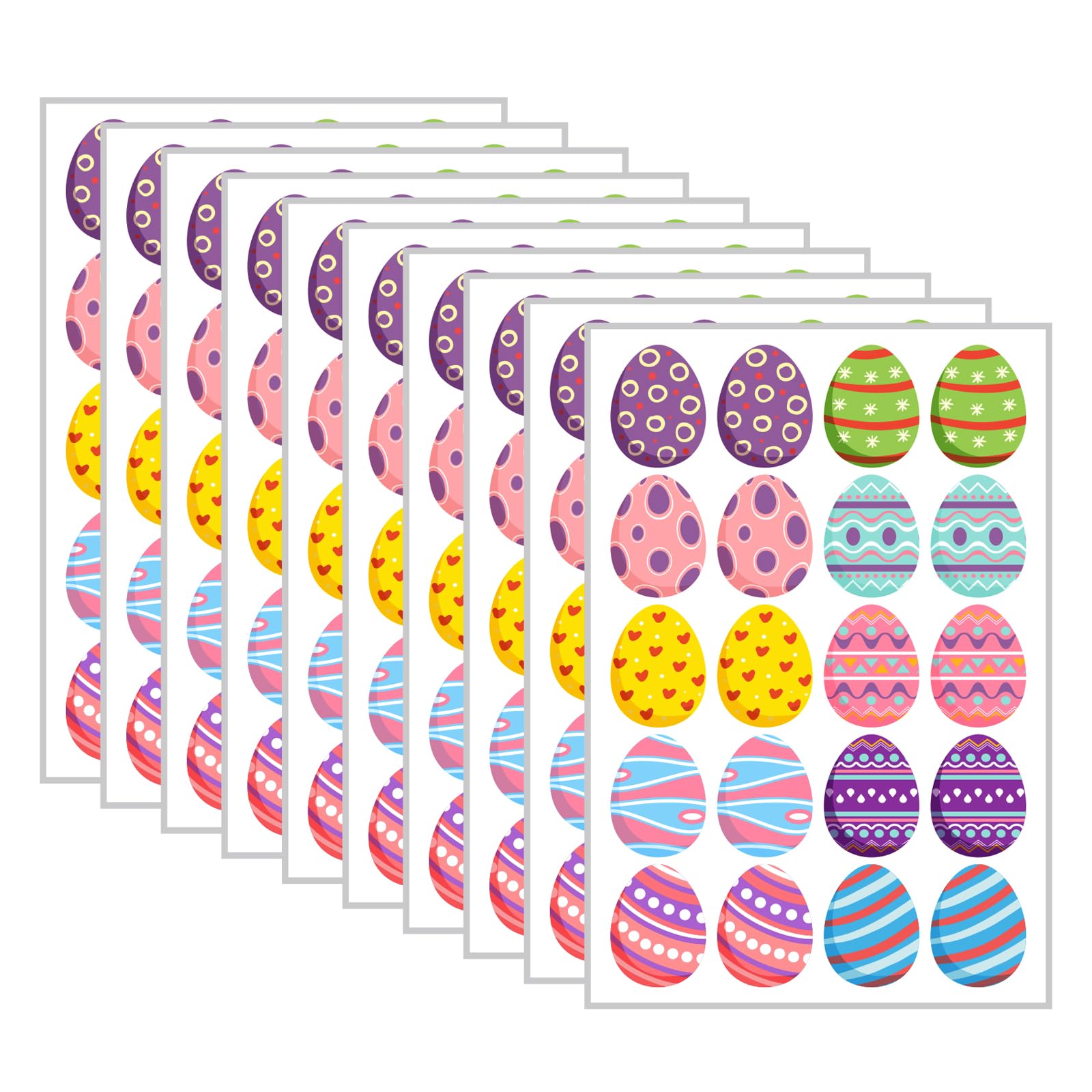 200 Pcs Easter Stickers, Easter Eggs Stickers Easter Stickers Bulk Happy Easter Sticker Easter Egg Stickers for Kids Easter Stickers for Cards Easter Egg Round Stickers