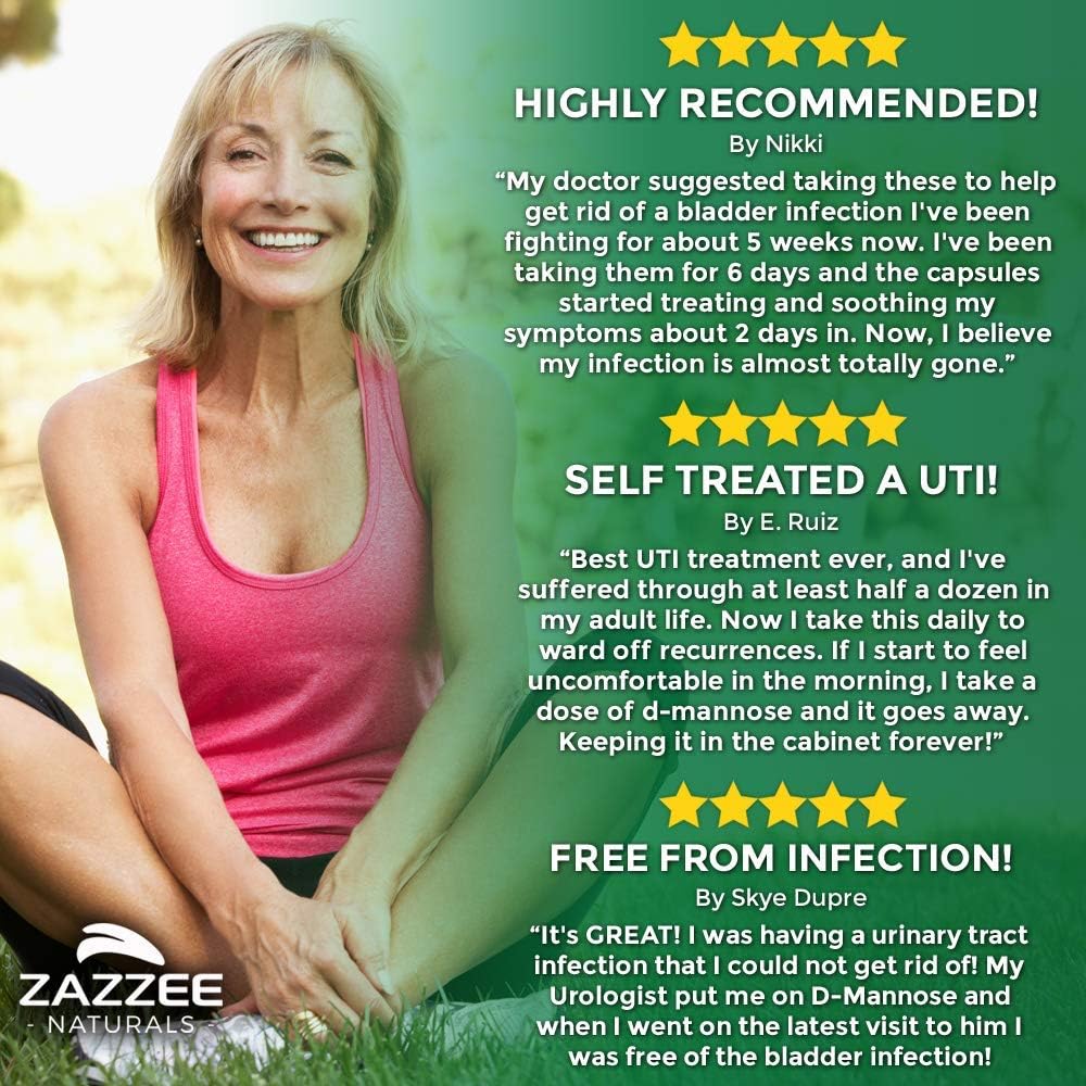 Zazzee D-Mannose 180 Veggie Capsules, 1000 mg per Serving, Pure, Potent and Fast-Acting, Extra Strength Dosage, Vegan, Non-GMO and All-Natural: Health & Personal Care