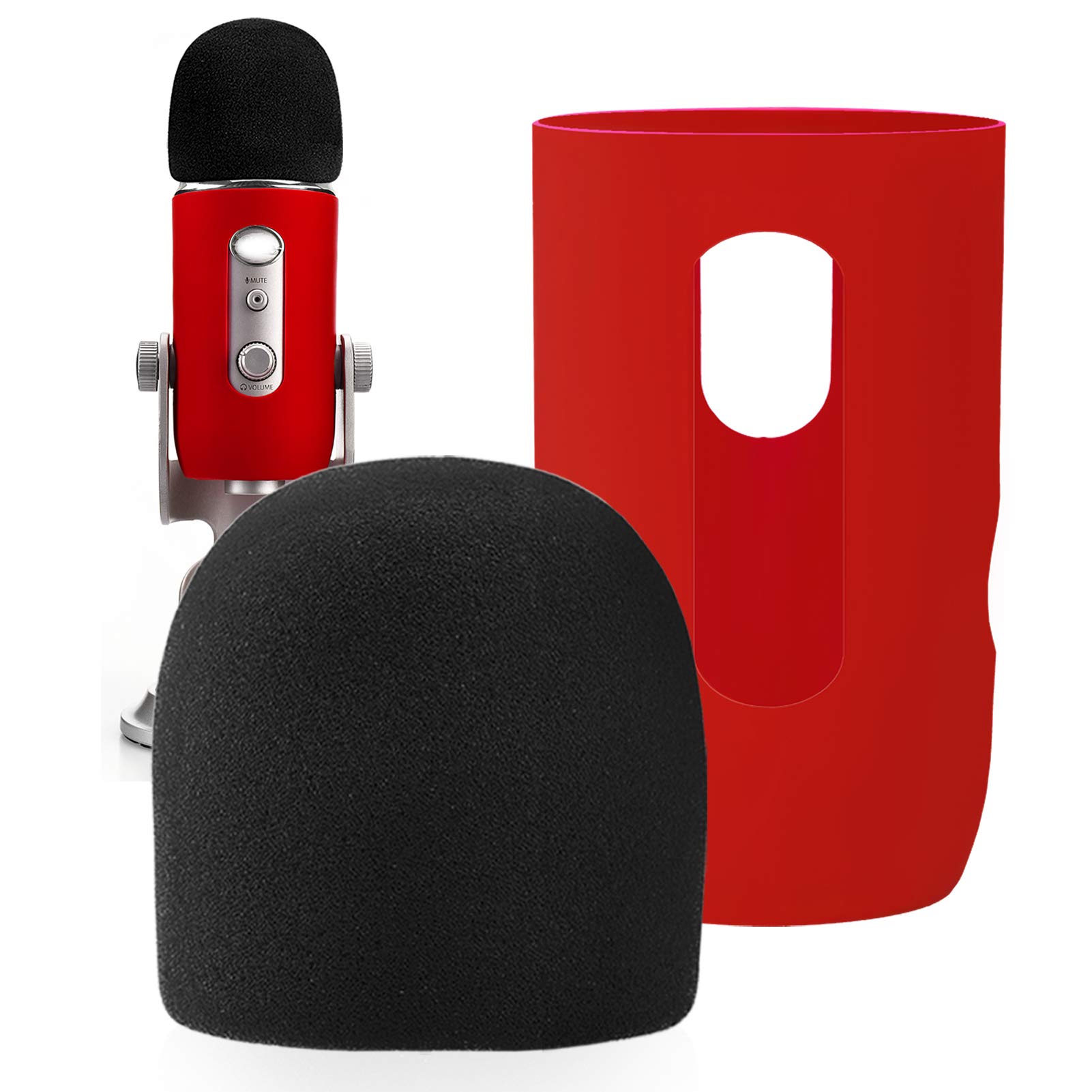 YOUSHARES Blue Yeti Pop Filter - Microphone Covers Foam Mic Windscreen Microphone Protector for Blue Yeti, Yeti Pro Condenser Microphones (Red)