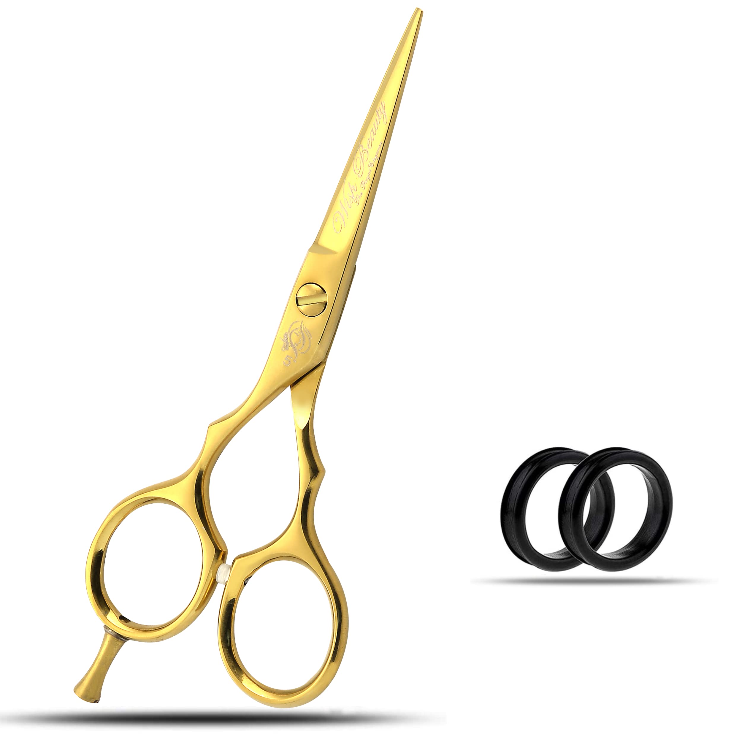 5" Hairdresser Scissors, Professional Hair Scissors Hairdressing Scissors for Salon, Barbers or Home Use, Light and Sharp (5" Left Handed Gold)