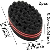 LAMXD 2 Pcs Hair Sponge Brush Big Small Holes Afro Coils Dreads Wave view 2