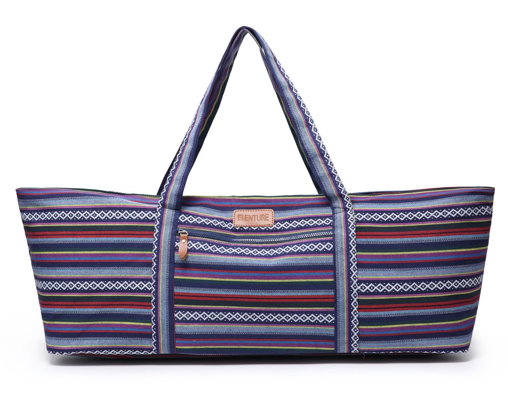 ELENTURE Large Yoga Mat Bag for 1/4 1/3 2/5 1/2-Inch Extra Thick Exercise Yoga Mat, Exercise Yoga Mat Tote Sling Carrier with Mat Carrying Strap and Large Pocket for Women Men