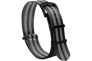 TStrap NATO Watch Strap Nylon - Black Grey Soft Watch Band for Men Womem Replacement with Black Clasp - Bracelet de Montre Po