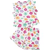 Arshiner Toddler Girls Clothes Ribbed Knit Ruffle Sleeveless Tops and Shorts with Pockets Cute Summer 2 Pieces Short Sets