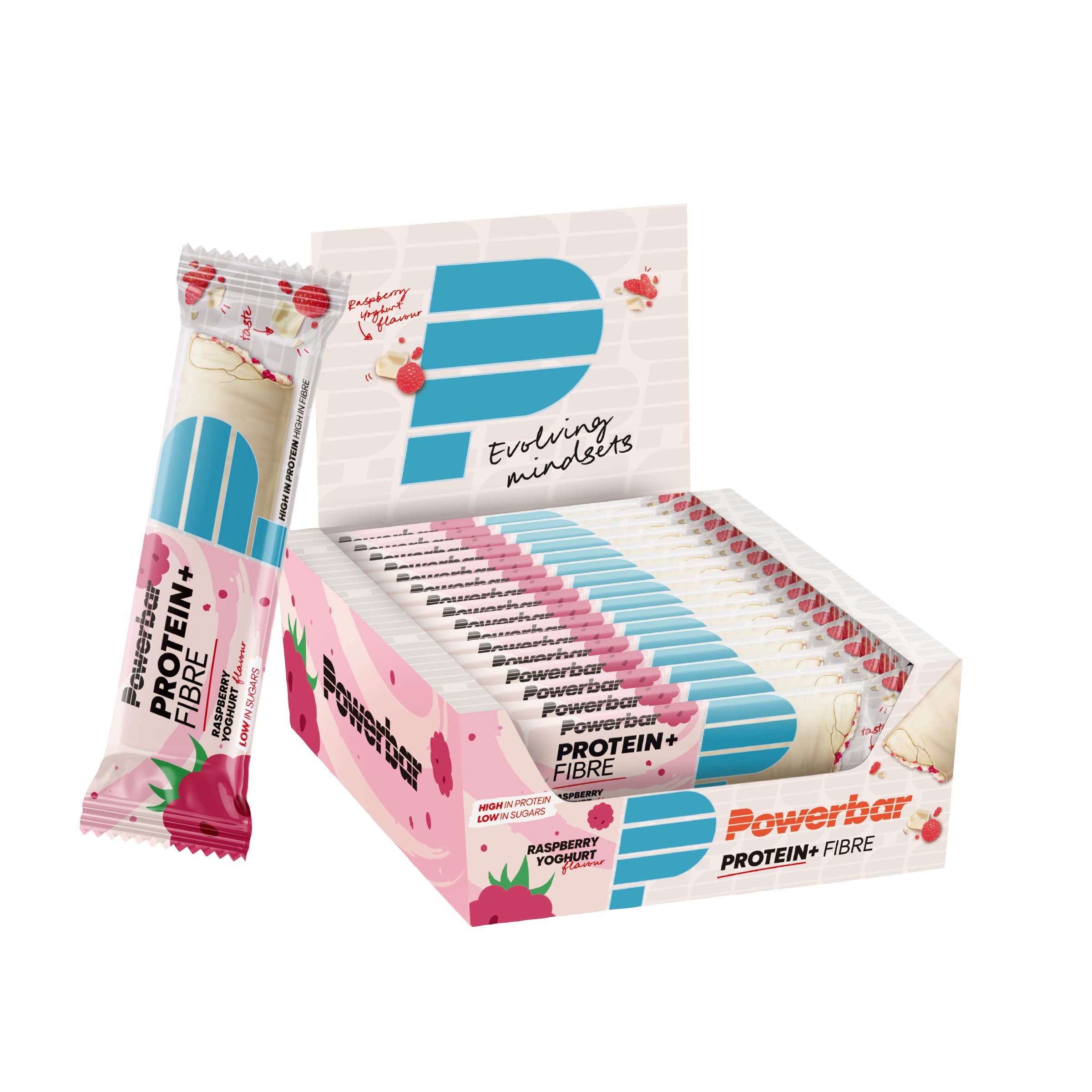 Powerbar - Protein Plus - Fibre - Raspberry Yoghurt - 16x35g - High Fibre Low Sugar Bar - high in fibre