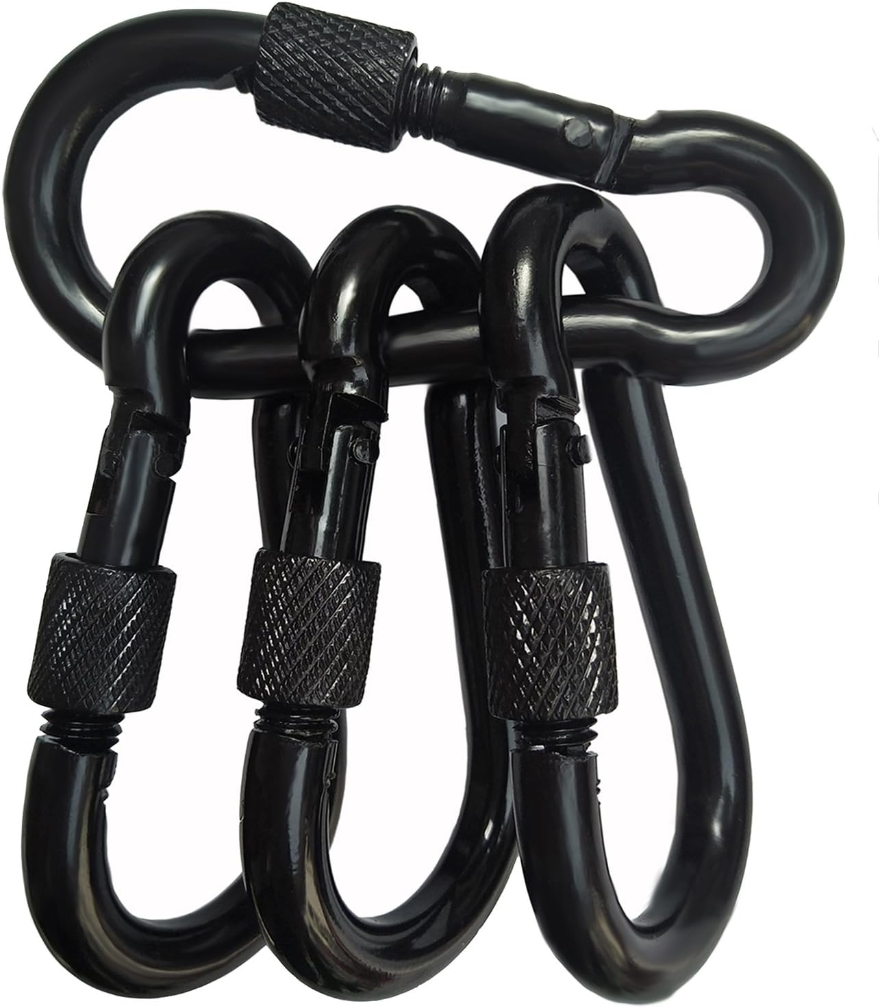 YCLOVE 4 PCS 3" Carabiner Hooks Clips Hammock Locking Carabiner Heavy Duty 500LBS Screw Spring-Loaded Gate Snap Gear Clip Utility Hooks Backpack Hanging Buckle for Camping Hiking