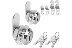 Pertinel 5/8" Cam Lock Keyed Different Cabinet Locks with Keys Secure Files Drawers RV Storage Locks Replacement Set, Zinc Alloy(Silver 2PCS,5/8 Inch)