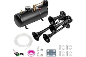 MKING Train Horns Kit For Trucks, 4 Trumpet Air Horn Kit,150DB Train Horn Kit, With 150psi Air Compressor(1.6 Gal/3 L Tank), For Any 12V Vehicles Trucks Cars Boats and Vans.