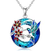 OUTANG Hummingbird Necklace Blue Crystal Hummingbird Pendant Necklace Gift for Women