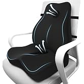 Lumbar Support Pillow &amp; Seat Cushion for Office Chair, Memory Foam Office Chair Cushion for Tailbone Pain Relief and Lower Back Support, Ergonomic Desk Chair Cushion for Gaming,Wheelchair,Home