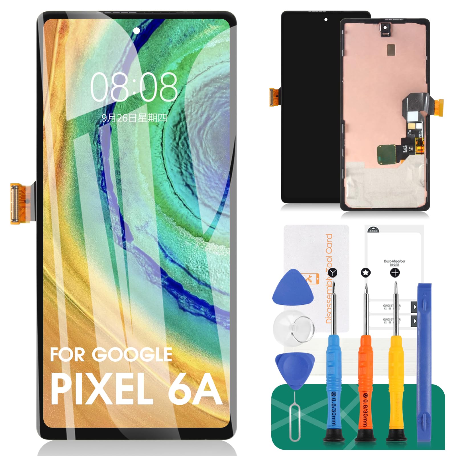 Photo 1 of OLED for Google Pixel 6A Screen Replacement for Google Pixel 6A LCD Replacement Kits for Google Pixel 6A Digitizer Touch Screen Display Assembly Repair with Frame GX7AS GB62Z G1AZG