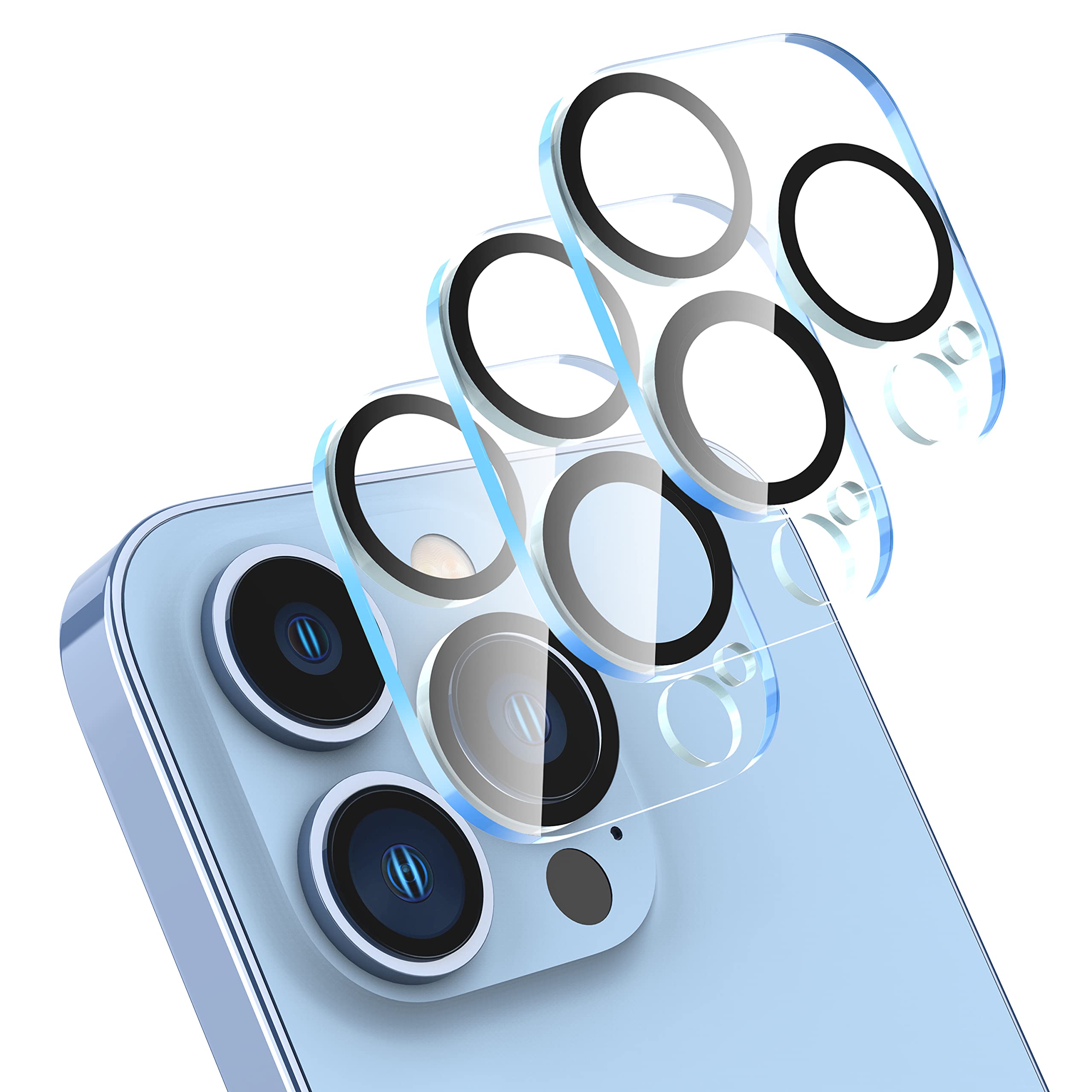 Diruite 3 Pack Compatible with iPhone 13 Pro/13 Pro Max Camera Lens Protector,High Definition Anti-Scratch Anti-Shatter Tempered Glass Camera Protector