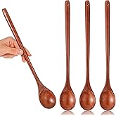 ElevateTech Large Wooden Cooking Spoons, 3 Pcs 13 Inch Long Handle Wooden Spoons for Cooking, Mixing, Baking, Serving and Stirring Heat Resistant Nature Wood Spoon Kitchen Utensil Set