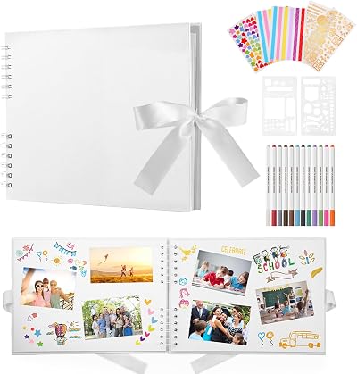DazSpirit Photo Album Scrapbook Kit 80 Pages Holds 420 Photos with 12 Metallic